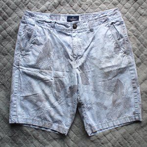 American Eagle Light Blue/Gray Palm Fronds Classic Shorts 10" Inseam ~33~